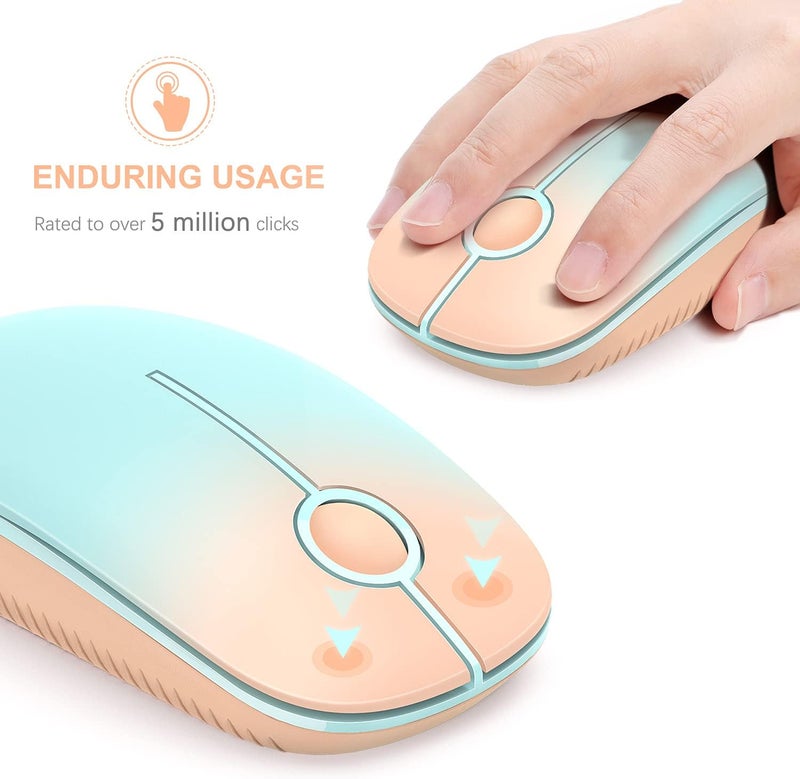 Unipows Wireless Mouse - 2.4G Slim Portable Computer Mouse with Nano Receiver, Less Noise Mobile Optical Mice for Notebook, PC, Laptop, Computer, Mac (Gradient Orange to Mint Green) - Image 4